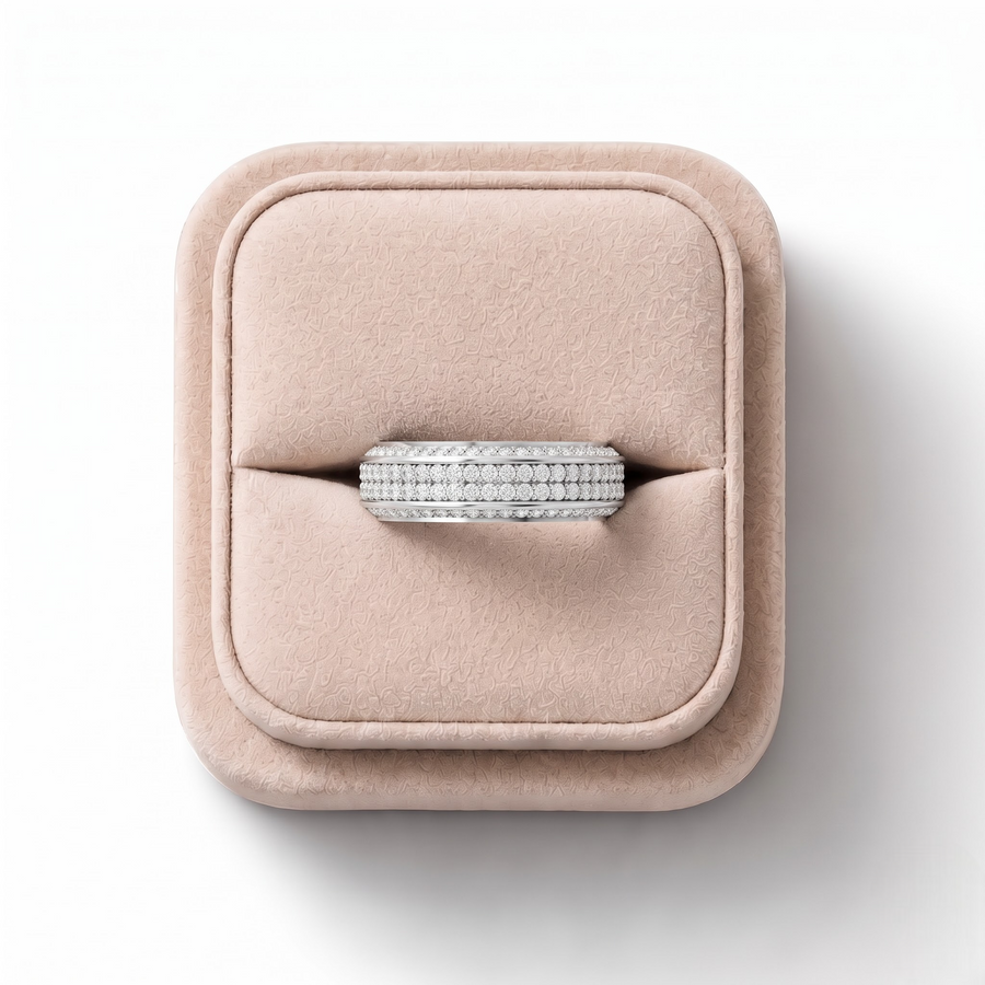 0.91 Ct Triple Row Diamond Wedding Band