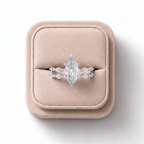 2.37 Ct Marquise Diamond Double Row Engagement Ring