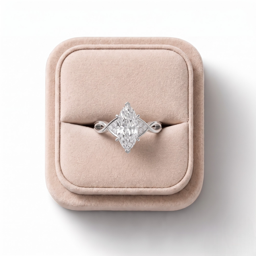 1.56 CT Marquise Accent Solitaire Engagement Ring