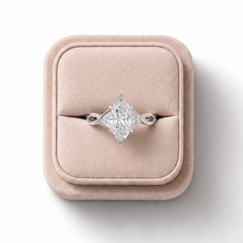 2.08 CT Marquise Solitaire with Accents Lab Diamond Ring