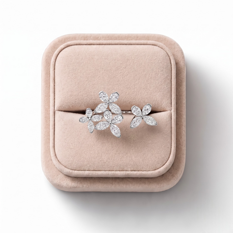 1.56 Ct Marquise Floral Cluster Diamond Ring