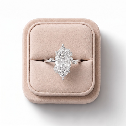 4.05 Ct Marquise Solitaire with Side Diamond Ring