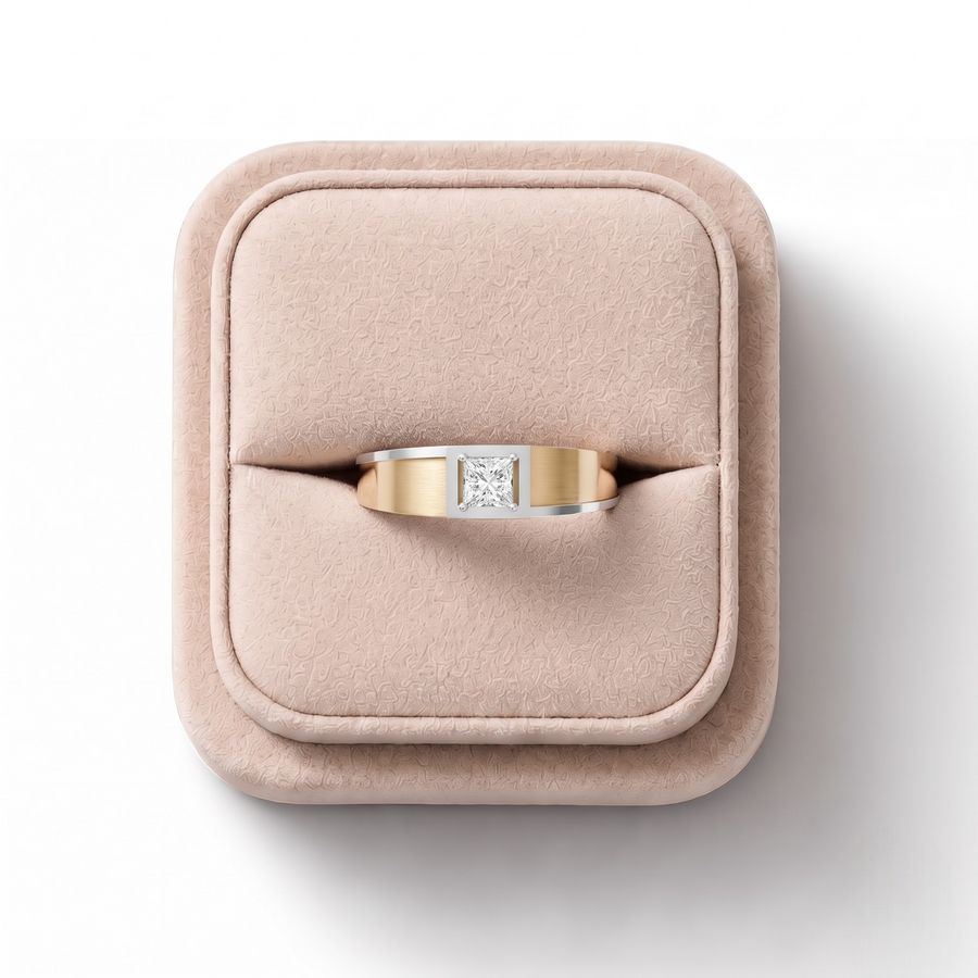 0.50 CT Princess Lab Diamond Two-Tone Men’s Band