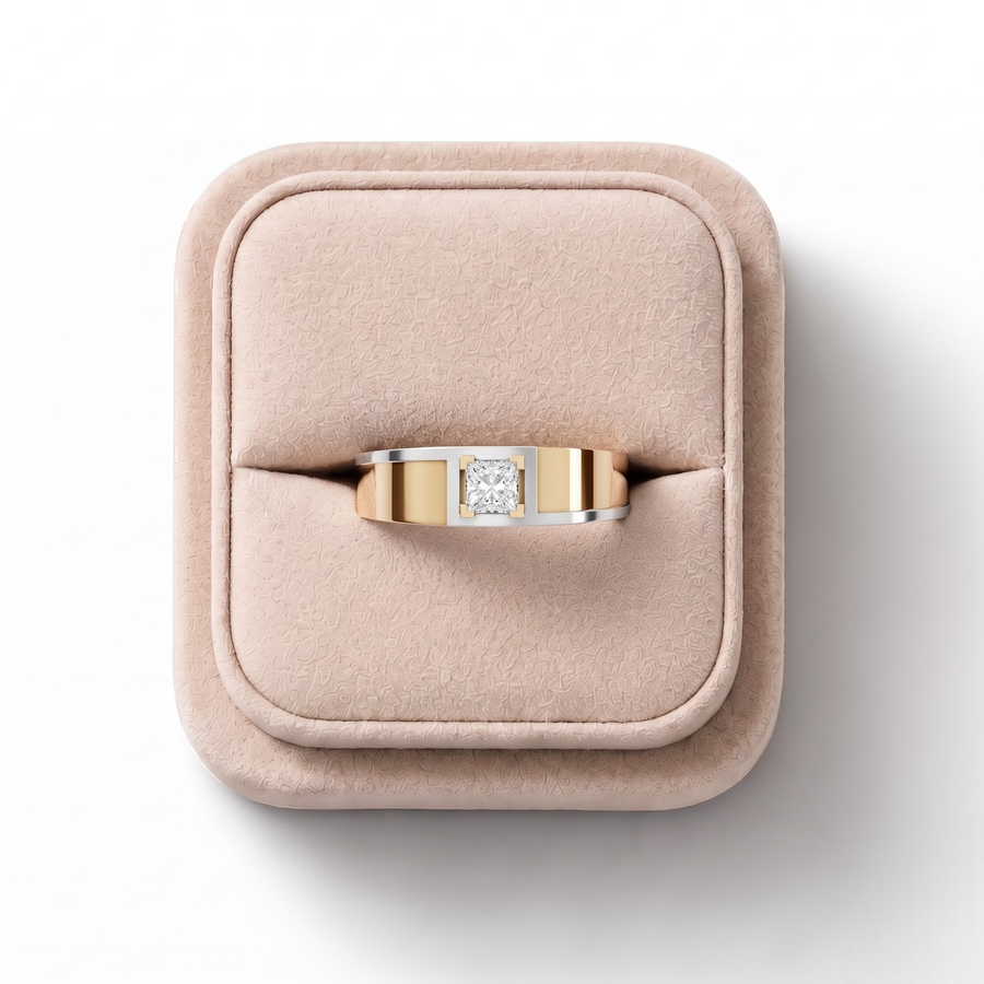 0.50 CT Princess Two-Tone Men’s Lab Diamond Band