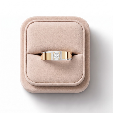 1.00 CT Princess Two-Tone Men’s Lab Diamond Band