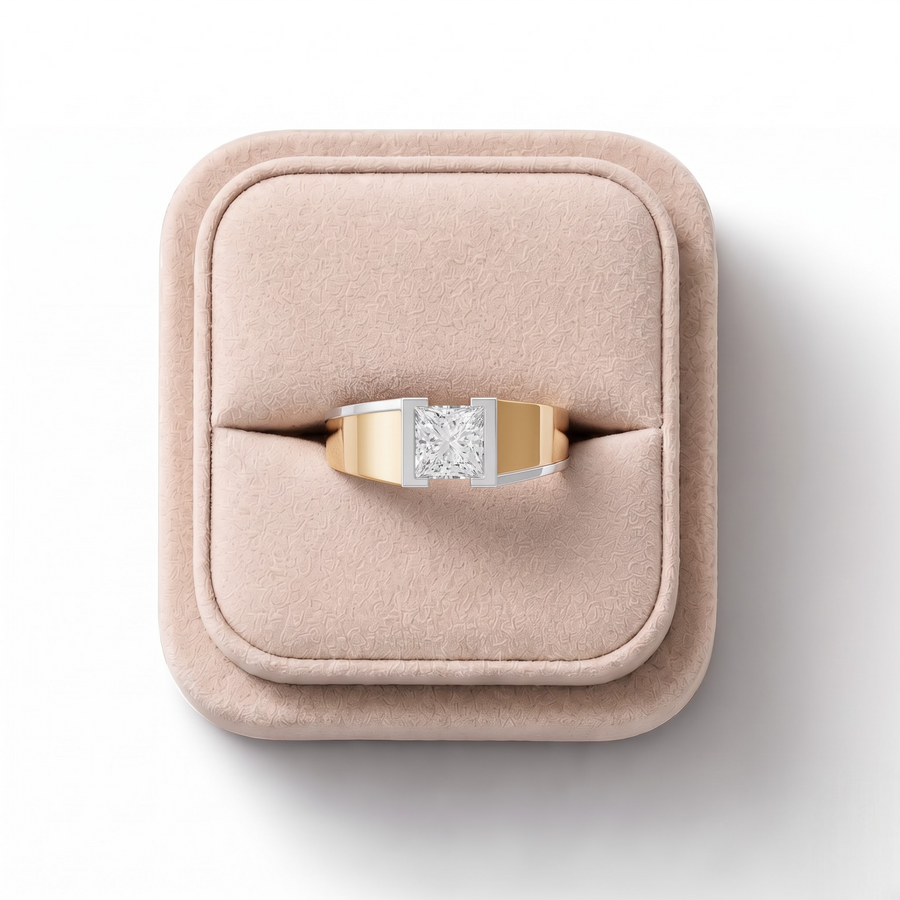 1.00 CT Princess Lab Diamond Two Tone Men’s Solitaire Ring