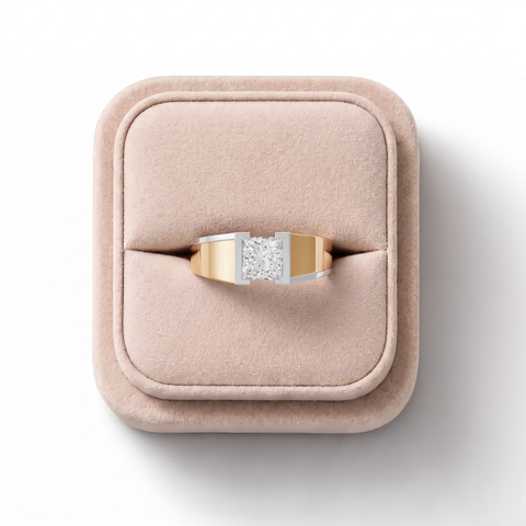 1.00 CT Princess Lab Diamond Two Tone Men’s Solitaire Ring