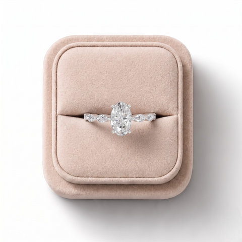 1.31 Ct Oval Solitaire With Side Diamond Ring