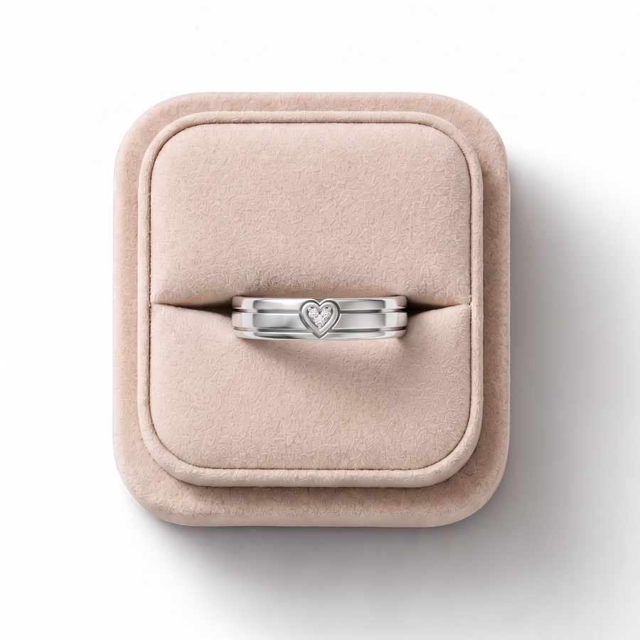 0.012 Ct Heart Diamond Promise Wedding Band