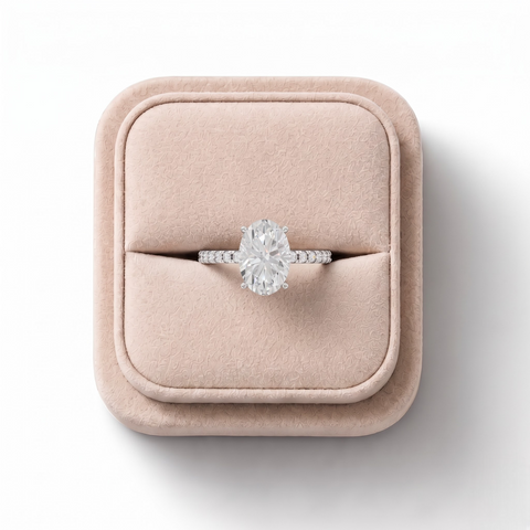 2.83 Ct Oval Hidden Halo Pavé Ring