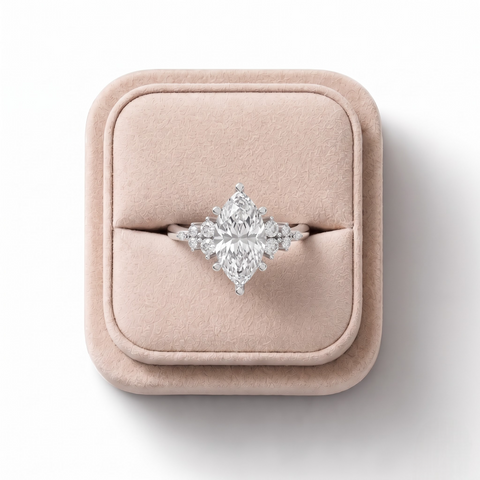 2.79 Ct Marquise Floral Cluster Engagement Ring