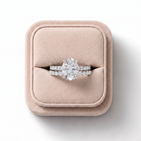 3.38 Ct Oval Solitaire with Matching Pavé Band Set