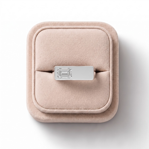 0.8 Ct Emerald Signet Lab Grown Diamond Ring