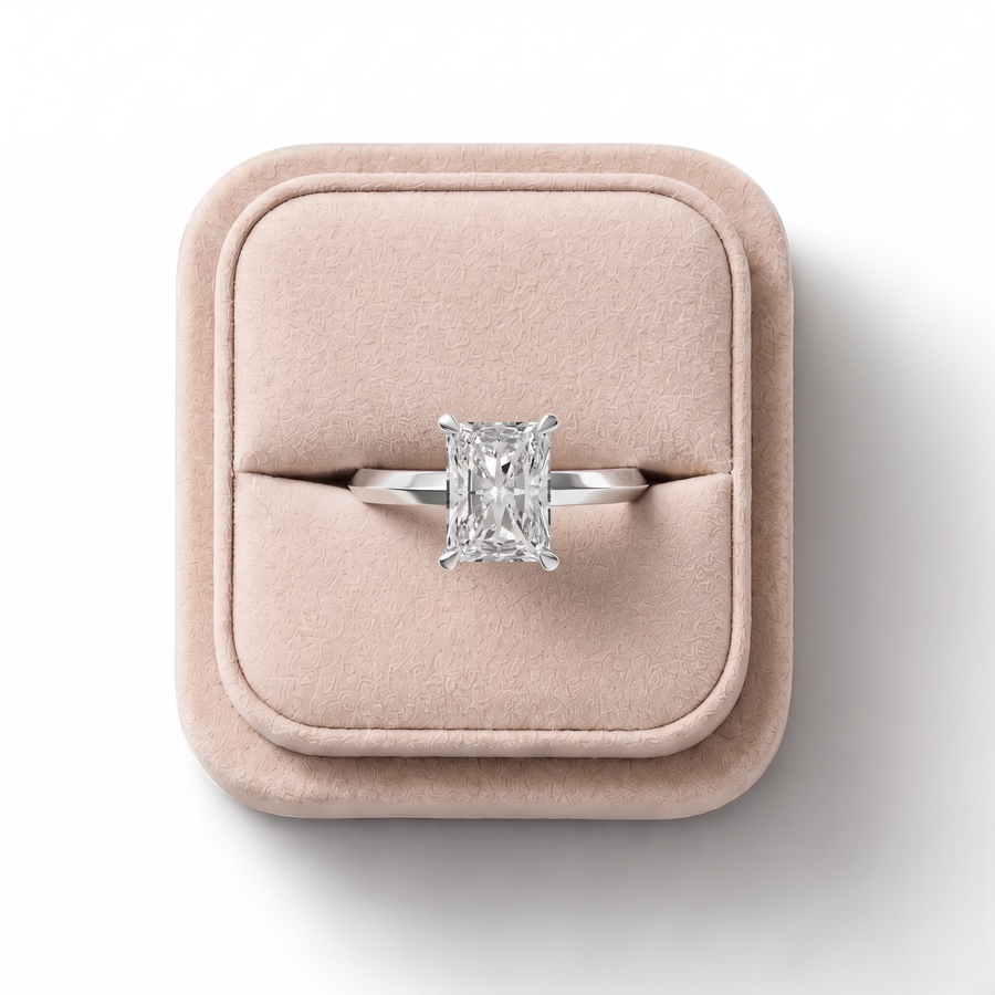 2.06 Ct Radiant Solitaire Hidden Halo Lab Diamond Ring