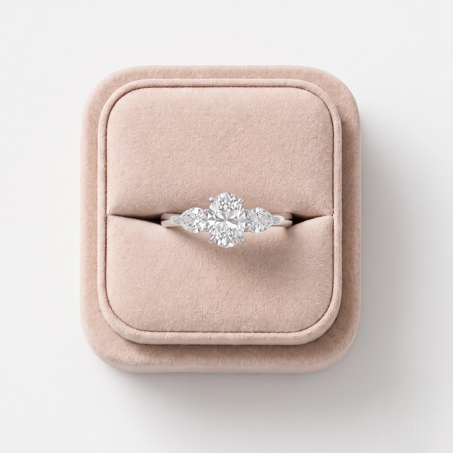 0.80 Ct Oval Lab Diamond Three-Stone Ring