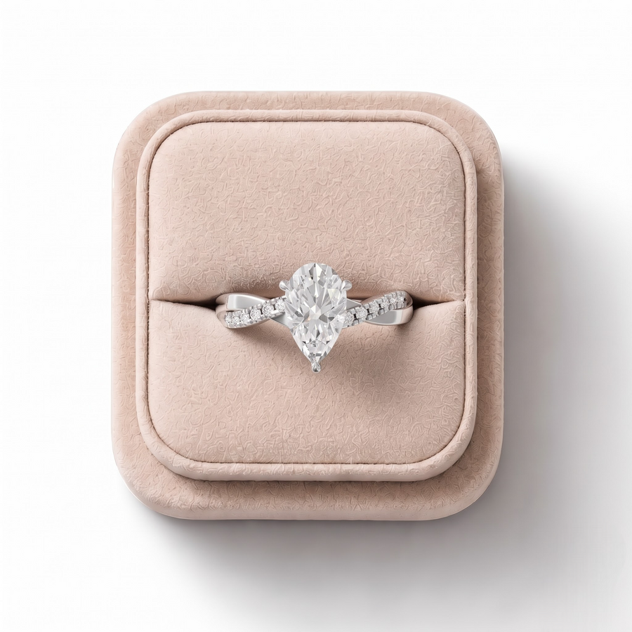 1.20 Ct Pear With Side Pavé Band 1.00 Ct Center