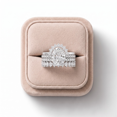 3.17 Ct Oval Halo With Side Stone Band Ring 2.00 Ct Center