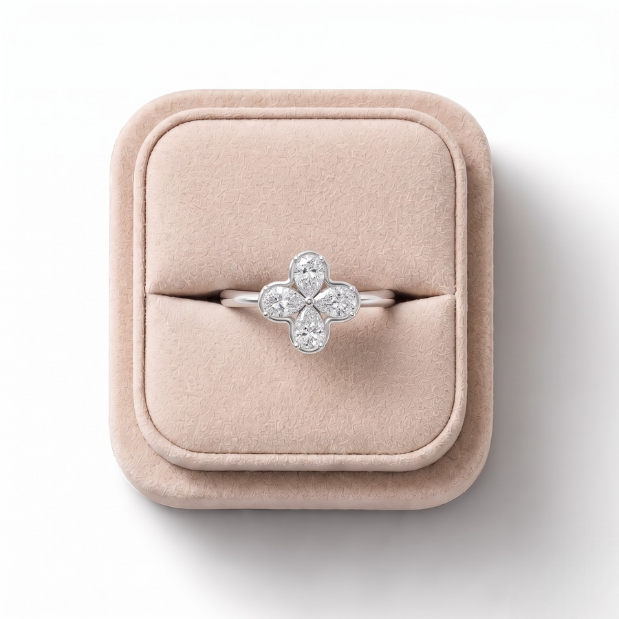 0.60 CT Pear Floral Lab Diamond Cluster Ring