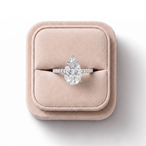 2.75 CT Pear Lab Diamond Engagement Ring with Pavé Band