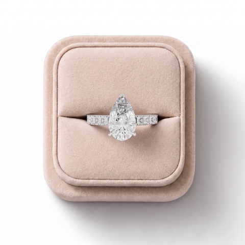 3.50 CT Pear Lab Diamond Engagement Ring with PrincessAccent Band
