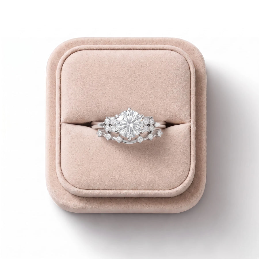 1.18 CT Round Solitaire Lab Grown Diamond Bridal Set