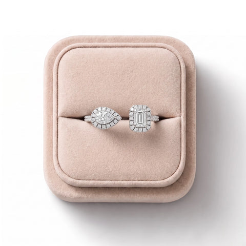 0.60 CT Two Stone Halo Lab Grown Diamond Ring