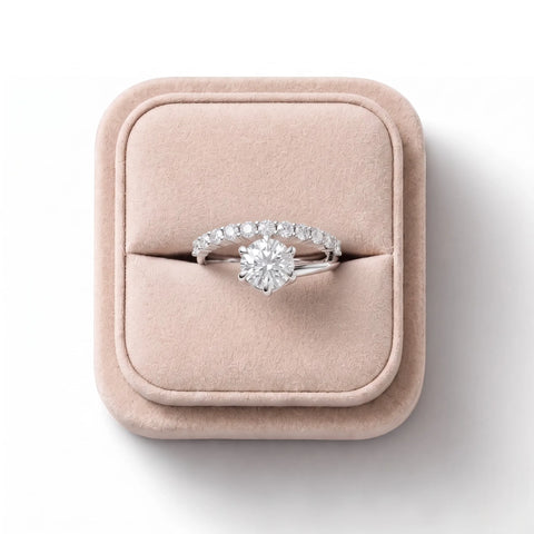 1.44 CT Round Solitaire Lab Grown Diamond Accent Ring