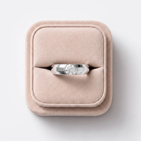 0.50 CT Round Lab Diamond Men's Half Bezel Solitaire Ring