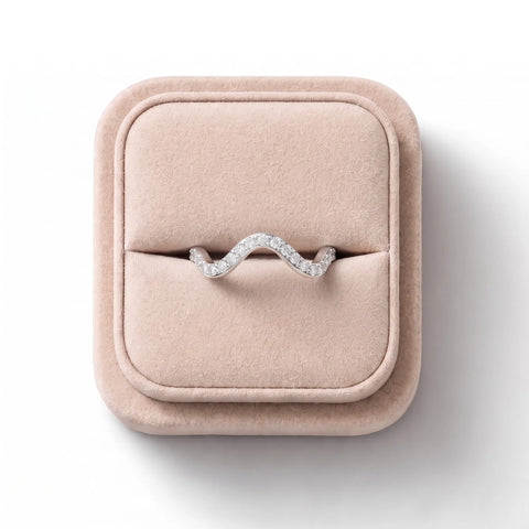 0.65 CT Curved Shaped Lab Diamond Pavé Wedding Band
