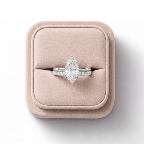 3.49 CT Marquise Lab Grown Diamond Bridal Ring Set