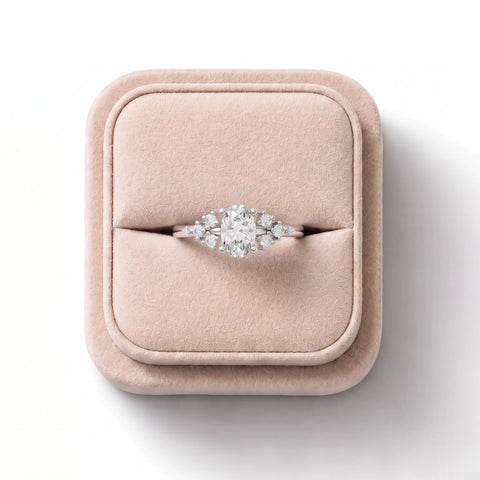 1.20 CT Oval Solitaire Diamond Accent Engagement Ring