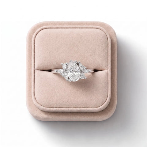 1.24 CT Pear Lab Grown Diamond Cluster Engagement Ring