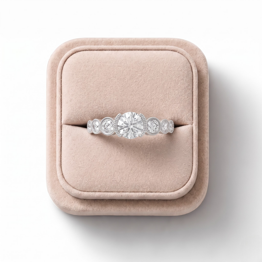 1.62 Ct Round Solitaire With Side Diamond Ring