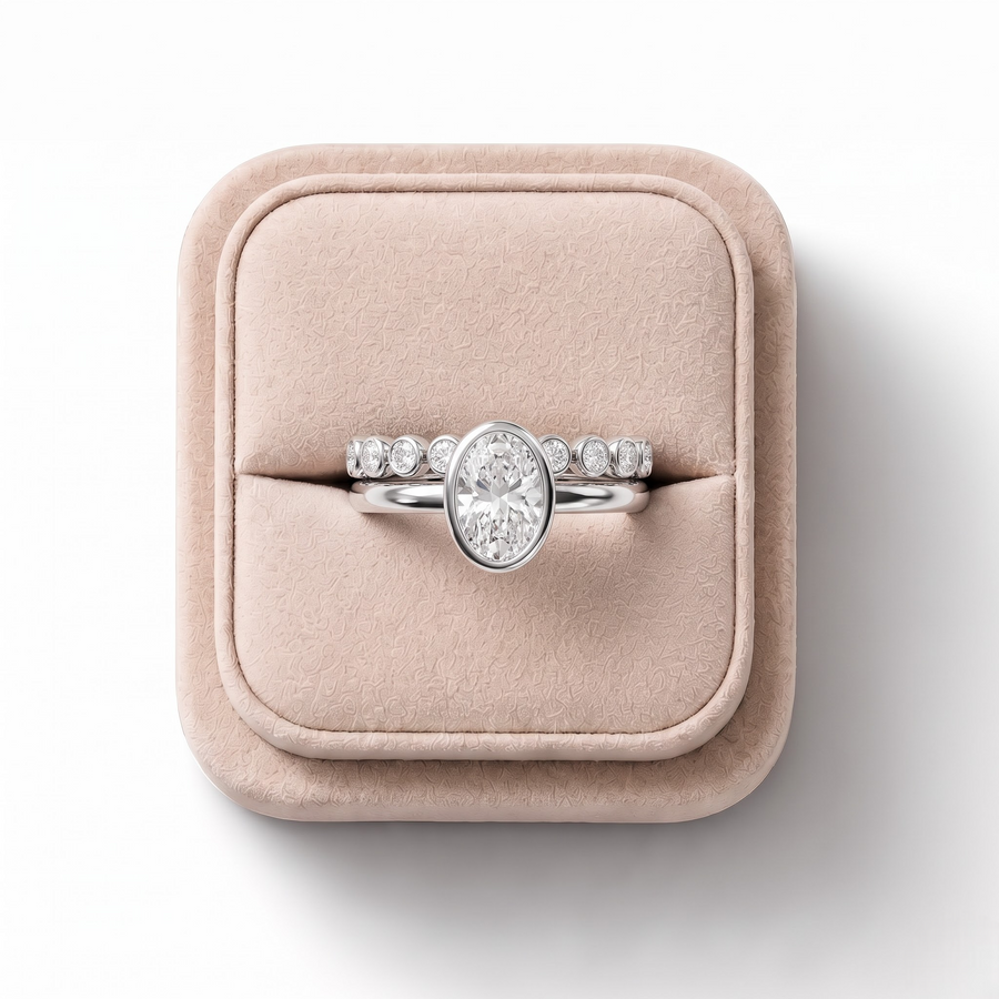 1.63 CT Oval Solitaire Lab Diamond Bezel Set Ring
