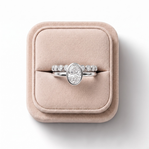 1.63 CT Oval Solitaire Lab Diamond Bezel Set Ring
