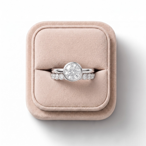 1.72 CT Round Bezel Bridal Set Ring