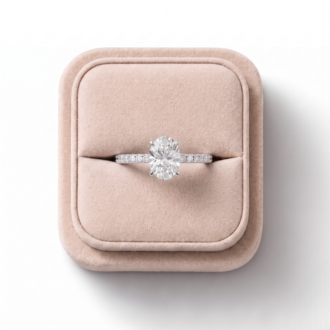 1.73 CT Oval Hidden Halo Pavé Ring
