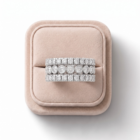 1.66 Ct Round Pavé Bezel Full Eternity Set