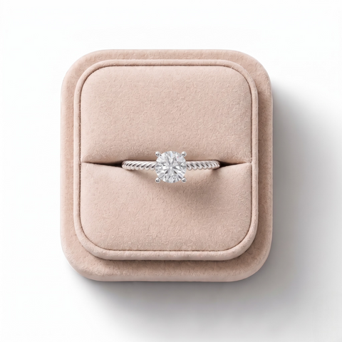 1.00 Ct Round Diamond Rope Band Solitaire Ring
