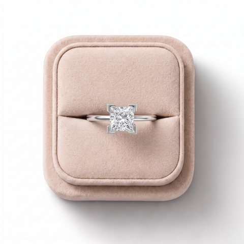 2.00 CT Princess Solitaire Bezal Set Ring