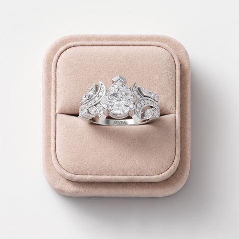 1.86 Ct Pear Solitaire With Side Diamond Ring