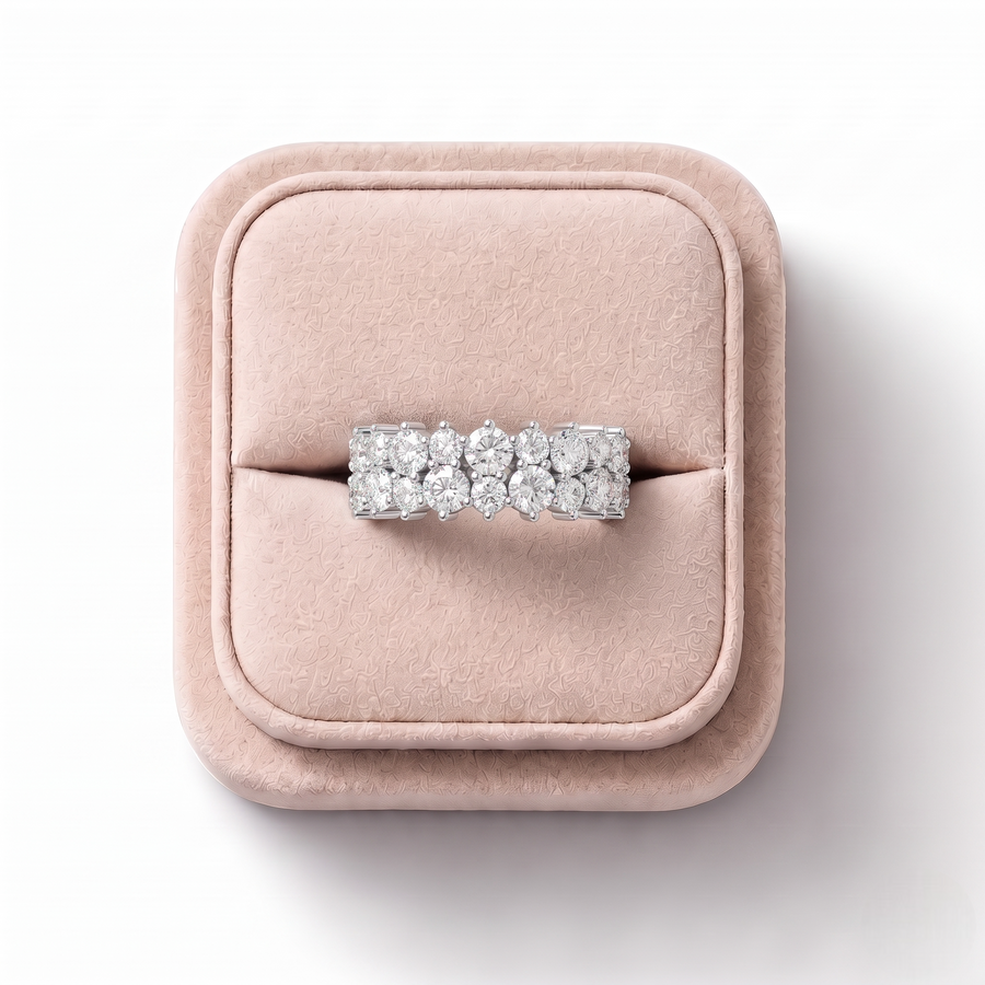 2.09 Ct Round Double Row Statement Band