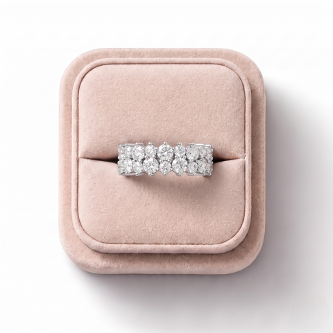 2.09 Ct Round Double Row Statement Band
