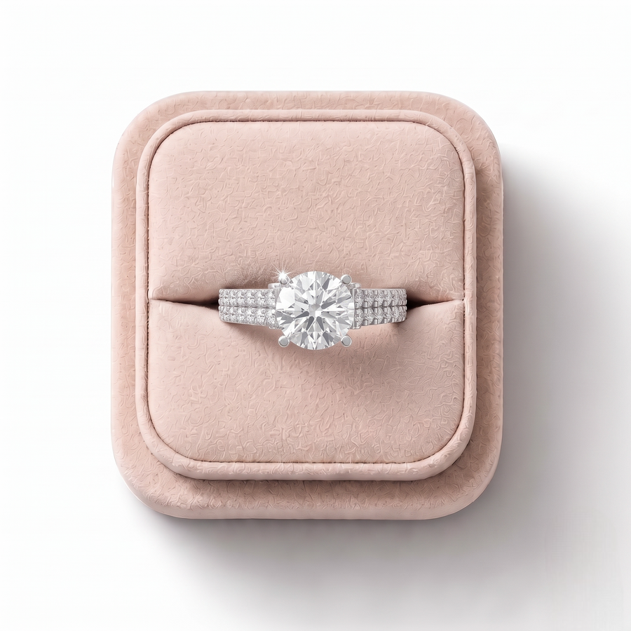 1.49 Ct Round Lab Diamond Pavé Band Ring