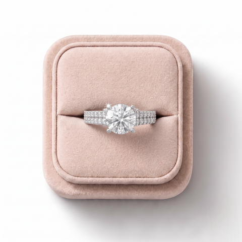 1.49 Ct Round Lab Diamond Pavé Band Ring