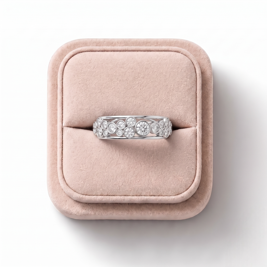 0.74 Ct Bubble Roun Bezel Band