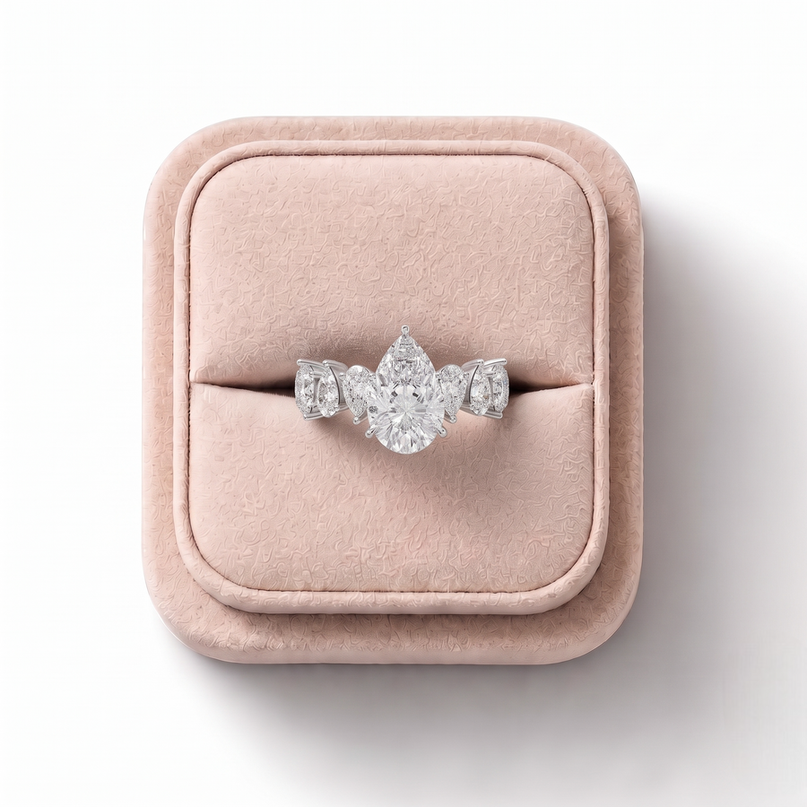 4.83 Ct Pear Solitaire With Side Stone Ring 1.50 Ct Center