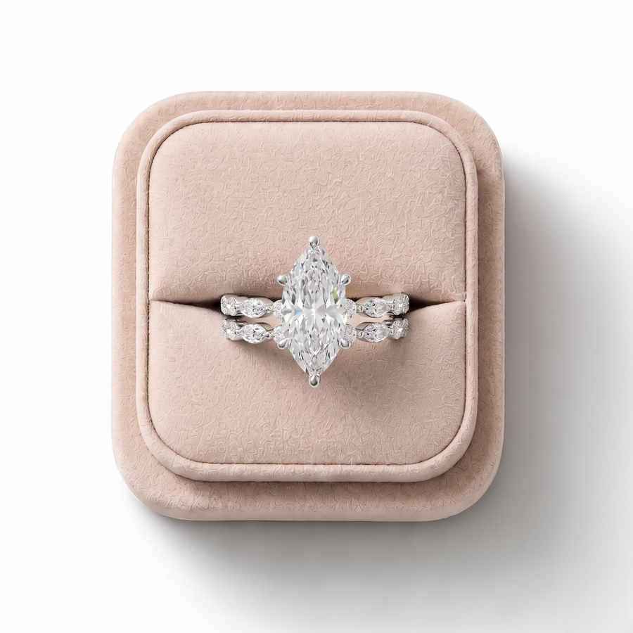 2.23 Ct Double Eternity Band Marquise Ring Set