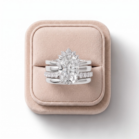 3.91 Ct Oval With Side Band Lab Grown Diamond Bridal Set