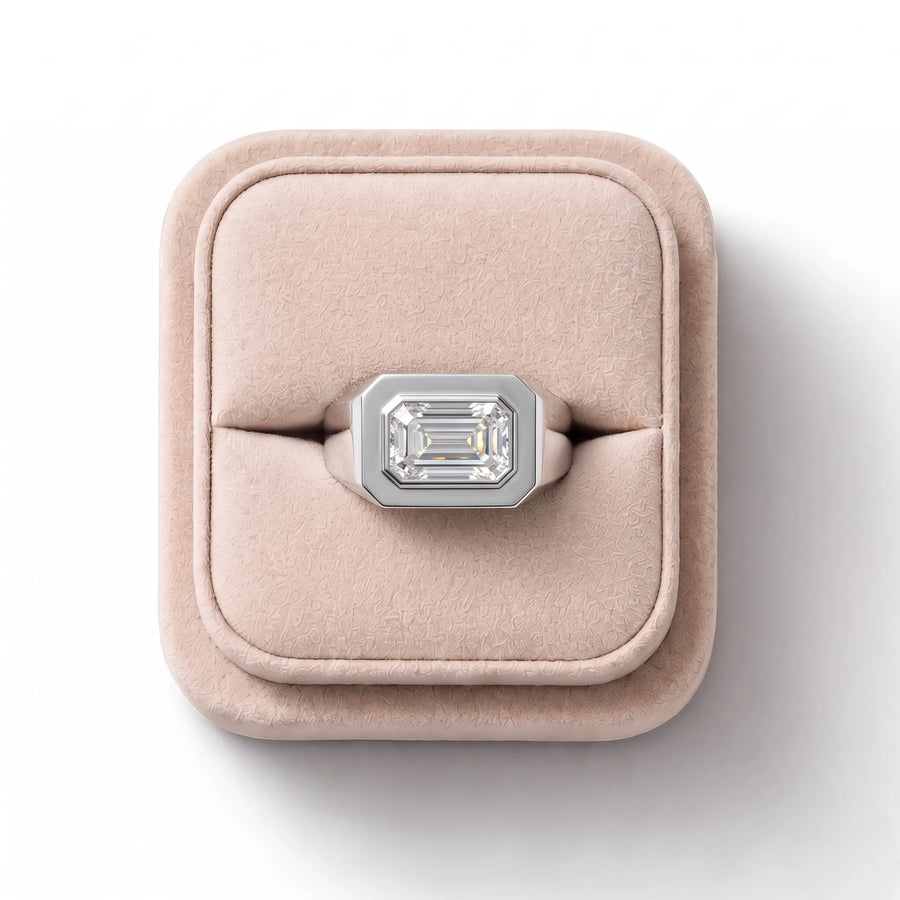 2.00 CT Emerald Lab Grown Diamond Bezel Set Men's Ring